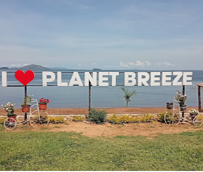 I love Planet Breeze sign on the shores of Lake Victoria